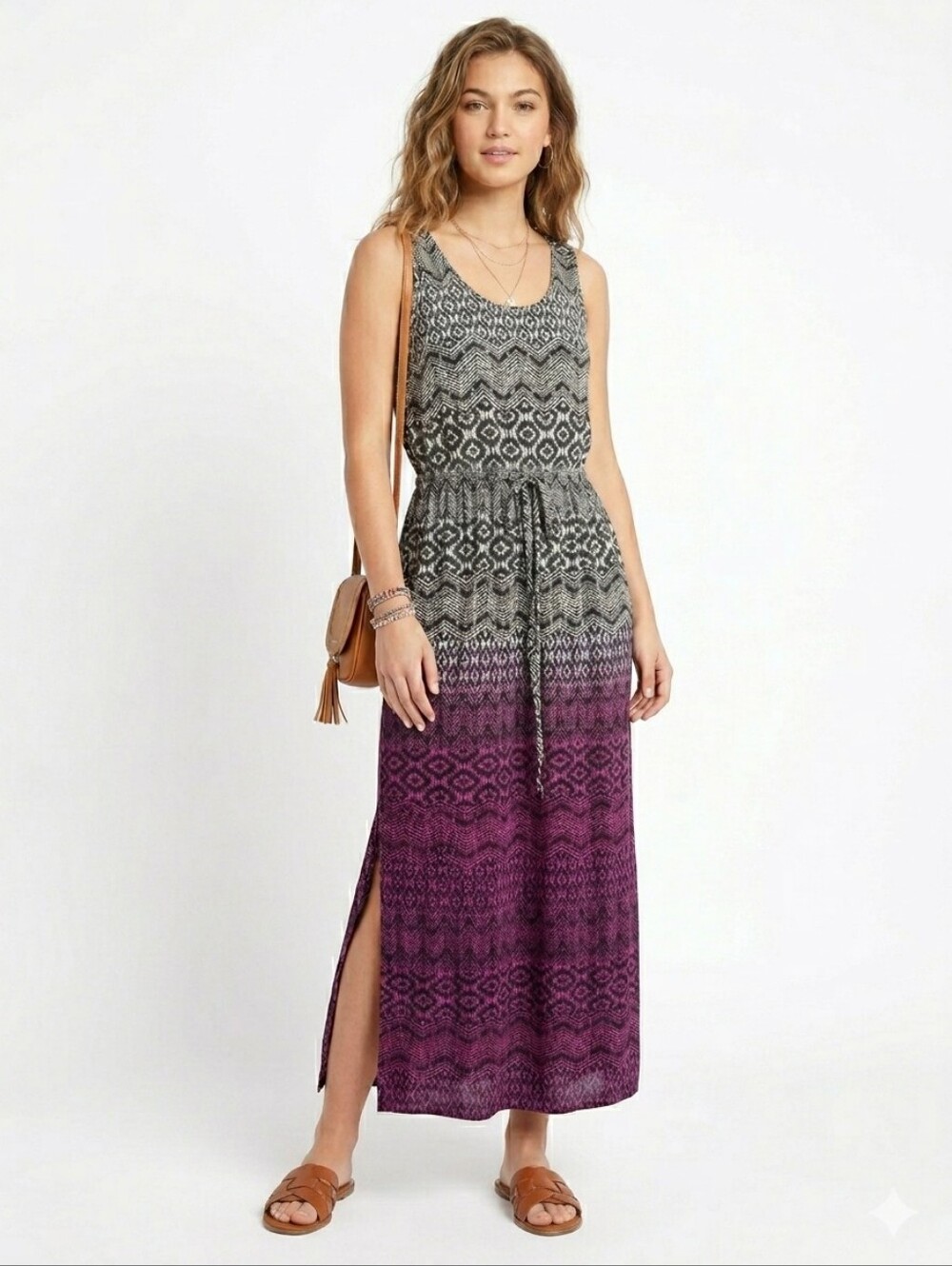 Cherokee Women’s Ombre Sleeveless Tie Front Maxi Dress Size 8